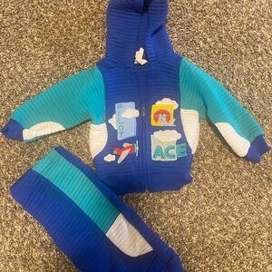 Blue and Teal Pilot Themed Kids Tracksuit